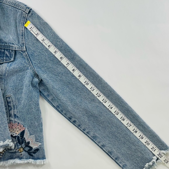 Y2K BEBE DESTINY GABBY DENIM JEAN JACKET EMBROIDERED SIZE LARGE - Picture 12 of 13